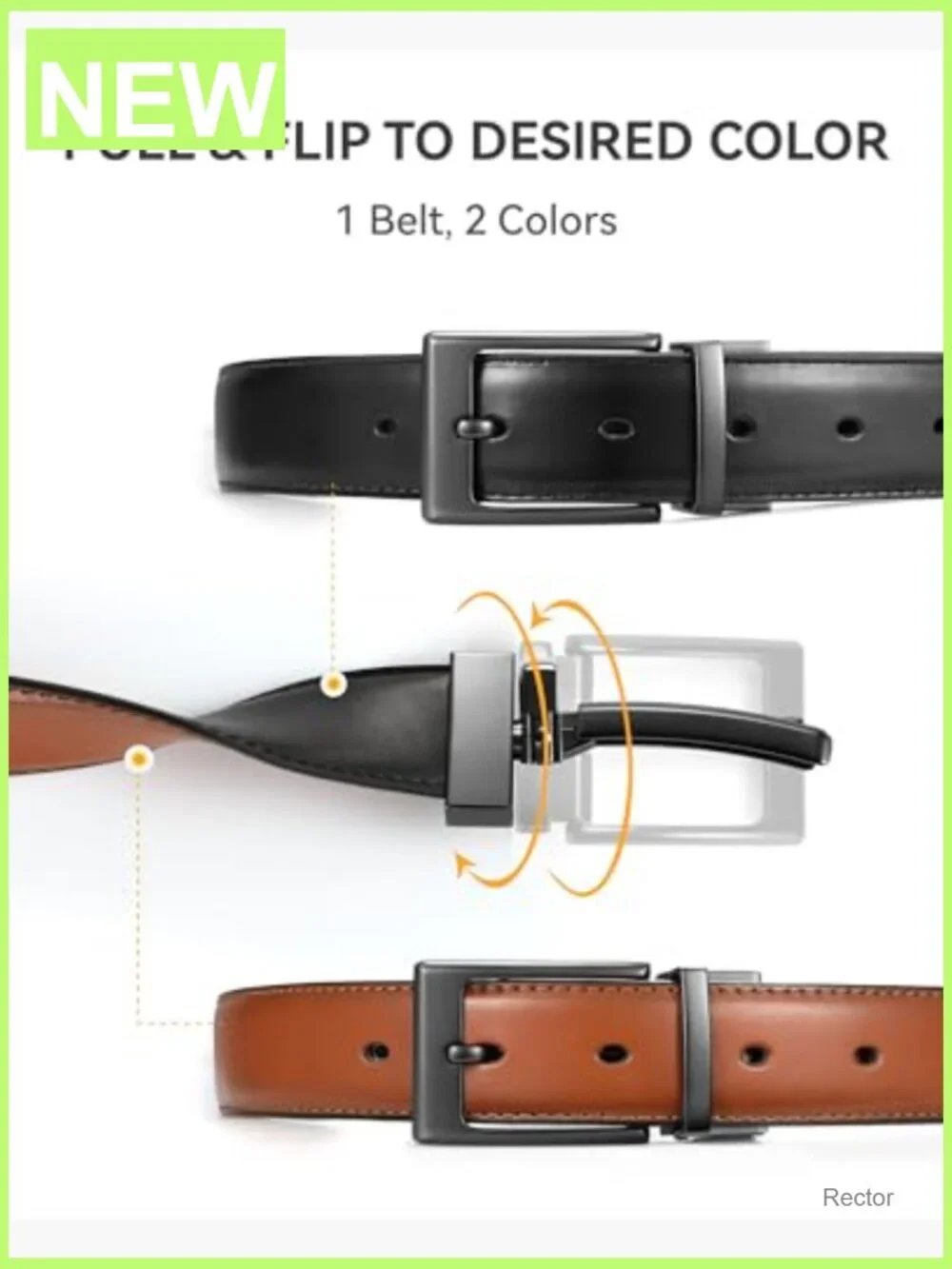 Reversible Leather Dress Belt - Trim to Fit 1.25